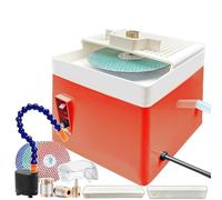 60W Stained Glass Grinder, Professional Portable Grinder Kit with Diamond Grinder Bit, Water Pump & Angle Tool, Includes Grit Discs for DIY Glass Art & Crafts Processing Orange
