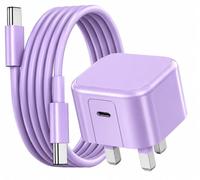 60W USB-C Fast Charger Plug For Google Pixel 11/11 Pro/11 Pro XL/11 Fold UK 3 Pin, AVS 40W/DPS 60W Super Fast Charger Wall Adapter with 90° Folding Plug With Cable (PURPLE)