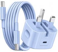 60W USB-C Fast Charger Plug For Xiaomi Redmi Note 15/15 Pro+/13 Pro/13/12 Pro/X6/M6 Pro/X5 UK 3 Pin, AVS 40W/DPS 60W Super Fast Charger Wall Adapter with 90° Folding Plug With Cable (BLue)