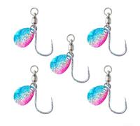 60x Barbless Fish Hooks Tied to Nylon for Coarse(Blue-Pink 15#)