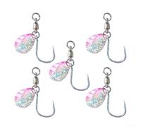 60x Barbless Fish Hooks Tied to Nylon for Coarse(Pink 2/0#)