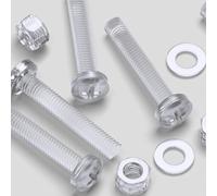 60x Clear Acrylic Pan Head Plastic Screws & Bolts M5 x 30mm, Nuts & Washers