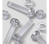 60x Clear Acrylic Pan Head Plastic Screws & Bolts M6 x 30mm, Nuts & Washers