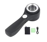 60X Handheld Magnifying Glass with LED Light, USB Rechargeable Magnifier for Outdoor Exploration Observation