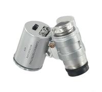 60X LED Magnifier for Phone Silver Pocket Microscope | 60x high magnification, dual LED modes, blue and for white light, phone attachment, silver finish