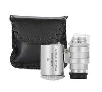 60X Mini Microscope, Pocket Magnifier Loupe Magnifying Glass with LED Light Function for Detecting Counterfeit Currency and Jewelry Shop Use