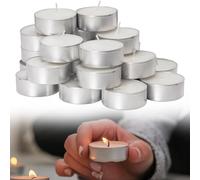 60x Tea Light Candles Unscented White 4 Hour Burn Time 0.35oz Long Lasting Vegan Wax Smokeless Cotton Wick for Wedding Home Decor Spa Party Nightlight Restaurant Events