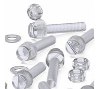 60x Transparent Clear Plastic Acrylic Thumbscrews, Slotted+knurled M5 x 25mm, Nuts, Washers & Bolts