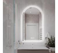 60x100cm Anti-Fog Decorative Bathroom Mirror 70x120cm Arch Wall Vanity Mirror Adjustable LED Tri-Color Lighting Touch Switch (Cut Down 24x48in)