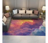 60x120 Washable Area Rug Low-Pile Large Rug with Non-slip Backing Pink Purple Blue Sky Abstract Large Rugs for Living Room Bedroom Dining Room Romantic Clouds Sunset Area Rugs for Girls Dorm Bedside