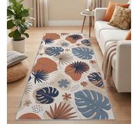 60x180cm Non-Slip Hallway Runner Rugs Beige, Tropical Plants Kitchen Carpet | Washable Long Hall Rug, Bohemian Monstera Palm Leaf Floor Mat for Entryway Bedroom Laundry Living Room Office