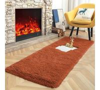 (60X220 CM, Rust) Large Shaggy Fluffy Rugs Anti Slip Soft Carpet for Luxury Floor Area Bedroom Living Dining Room Rug