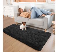 (60x220cm, Black) NON SLIP BATH DOOR MATS SHAGGY SOFT KITCHEN HALLWAY RUNNER RUGS