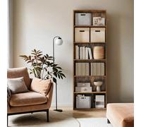 Songmics Storage Shelf, Bookcase With 6 Shelves, For Living Room, Study, Office, Bedroom, Industrial, Rustic Brown