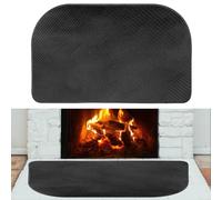 60x32'' Fireplace Mat, Thickened Fiberglass Fireproof Rug Fireplace Hearth Mat Anti-Slip Black Flame Resistant Pad Sparks Ember Fireplace Floor Protector for Indoor Outdoor