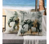 60x60 cm Cushion Covers Elephant Outdoor Cushions Bamboo Grove Pillow Cases 2 Pack Garden Cushions Waterproof Velvet Decorative Pillows Sofa Pillows Cushion Cover, Home Decor, Garden Decor k-218
