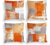 60x60cm Cushion Covers Burnt orange abstract, 24x24in Pack of 4 Home Decorative Square linen Double Sided Printing Pillow Cover with Invisible Zipper, Outdoor Cushions for Living/Sofa/Bed/Room Decor