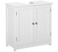 60x60cm Retro Under-Sink Storage Cabinet w/ Adjustable Shelf Handle Drain Hole Kleankin White One Size