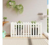 60x60x60 Cm Garden Planter With Fence, Durable Pressure-treated Pine Wood, Rustic Design, Deep Soil Space For Patio, Perfect For Flowers And Vegetables White Pine 150 x 50 x 70 cm