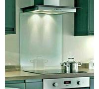 60x75cm Clear Toughened Heat Resistant Splashback Glass Kitchen Cooker with Hooks & Screws Set
