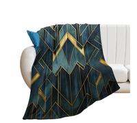 60x80in Flannel Fleece Throw Blanket for Couch Office Bed Design Art Deco with Navy Teal And Gold Art Deco Lightweight Plush Fuzzy Cozy Soft Blankets And Throws for Kid Girl All Season Use