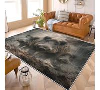 60x90 cm Soft Short Pile decorate Area Rugs Forest Wild Boar Theme Machine Washable Anti Slip Bedside indoor Carpet Dark Gray Luxury Fluffy Easy Care Rugs Bedroom Living Room Lounge