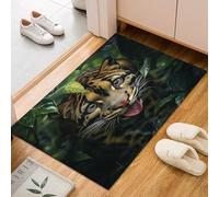 60x90cm DoormatNonSlip Washable Rug featuring Clouded Leopard & Rainforest Animals Ideal for Dogs Front Door Balcony Kitchen Hallway