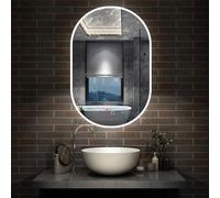 60x90cm Oval LED Bathroom Mirror with Light, Illuminated Wall Mounted Vanity Mirror, Anti-fog, 3 Colors Dimmable Light, Memory Function, IP44, Demister Mirror with Backlit Lights for Bathroom