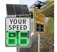（60x90cm）Solar Powered Radar Speed Sign | ETL Listed, LED Digits & Rust-Proof Aluminum, Covers 4 Lanes