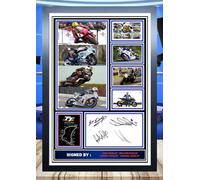 (61) Joey Dunlop William Dunlop Robert Dunlop Michael Dunlop Isle Of Man TT Legends Signed Framed Autograph Signature A4 (21 X 297 CM) Art Work Wall Art Display Great Gift Idea (REPRINT)