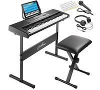 61-Key Digital Electronic Keyboard Piano, Beginner Kit with Stand, Bench, Headphones, Mic and Keynote Stickers