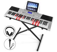61 Key Keyboard Piano, Electric Piano Keyboard with Light Up Key, 255 Voices, 255 Rhythms, Piano Stand, LCD Screen, Headphones, Microphone, Electric Keyboard for Beginners