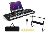 61 Key Keyboard Piano, Portable Digital Electric Piano - Built-in Speaker, Microphone, Keynote Stickers, Can be connected to mobile phones and tablets for Beginners, Kids & Adults(Black)