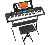 61 Key Keyboard Piano, Portable Electric Piano Keyboard w/LCD Screen, Built-In Speakers, Headphones, Stand, Stool, Music Rest, Microphone, 300 Timbres, 300 Rhythms
