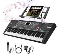 61 Key Keyboard Piano, Portable Electronic Keyboard Piano for Beginners with Speakers, Microphone, Sheet Music Stand, 100 Voices, 100 Rhythms, Digital Music Keyboard Built-In Speakers