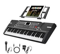 61 Key Keyboard Piano, Portable Electronic Keyboard Piano for Beginners with Speakers, Microphone, Sheet Music Stand, 100 Voices, 100 Rhythms