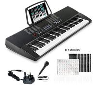 Rockjam RJ5061 RockJam 61 Key Keyboard Piano With Pitch Bend Kit, Keyboard Stand, Piano Bench, Headphones, Simply Piano App & Keynote Stickers, Black