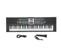 61 Key Mini Electric Piano, Multifunctional Portable Keyboard with Microphone, Black Music Instrument for Beginners Learning Practice