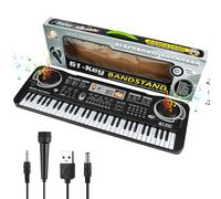 61 Key Piano Keyboard, Beginner Electronic Keyboard for Kids with Teaching Mode, 6 Demo Songs, 16 Tones, Microphone and Power Supply, Kids Piano Keyboard for Birthday Gift