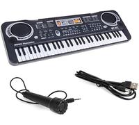 61 Keys Electronic Keyboard Digital Piano, Electric Piano Musical Instrument Kids Learning Keyboard with Microphone Built- In Speaker (Black)