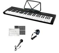 61 Keys Electronic Music Keyboard Piano, Portable Music Digital Piano with Built-in Speaker & Microphone, MP3 Workstation Music Instrument for Adult/Kids (White)