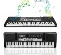 61 Keys piano keyboard Music Teaching Piano keyboard With Microphone, USB Cable, Portable Electronic Keyboard,Gift for boys and girls Beginner(Black)