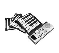 61 Keys Roll Up Piano Keyboard Portable Soft Silicone Electronic with Built-in Speaker LCD Display Recording MIDI Function for Adults Beginners