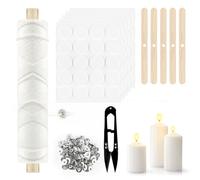 61 m Candle Wicks, Candle Wicks for Candles Set, Wicks for Candles with 100 Candle Wick Holders, Stainless Steel Holder, Scissors and Stickers for DIY Candle Making for Dinners, Weddings and Festivals