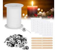 61 m Candle Wicks, Wicks for Candles, Smokeless Candle Wicks Set, Odourless Candle Wicks for Candles, Candles Make Your Own Set, Candle Wick with 150 Wick Holders for DIY Candle Making Christmas