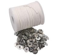 61 m Square Braid Cotton Wick Wax Candle Core Spool with 100Pcs Candlestick Sustainer Tabs DIY Craft Candle Making Supplies