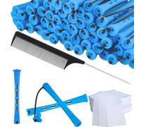 61 Pcs Perm Kit, 30 Blue Perm Rods 0.35 Inch 30 Perm Papers with a Comb Hair Rollers For Short Hair and Covered Hair Rollers for Fashionable Curly Hair, Hairstyle Creation