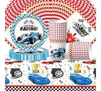 61 Piece Car Racing Theme Tableware Set Birthday Party Decoration Kids Birthday Party Plates Cups Napkins Paper Plates for 20 Guests