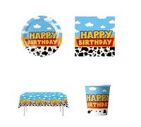61 Pieces Toy Story Birthday Party Tableware, Children's Birthday Tableware, Includes Cups, Plates, Tablecloths, Paper Napkins, for 20 People
