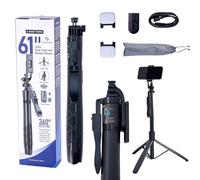 61" Selfie Stick Tripod with Wireless Remote - 360° Rotating Phone Tripod Stand, Foldable & Portable Design - Compatible with Smartphones, GoPro, Beauty Lights - Travel & Content Creation Essential